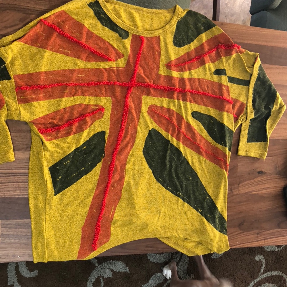 Abstract British Flag sweater. Size medium